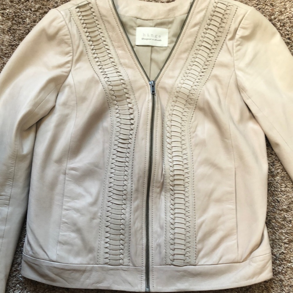 Anthropologie (Hinge) cream leather jacket 💫